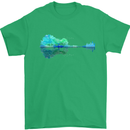 Guitar Reflection Guitarist Bass Acoustic Mens T-Shirt Cotton Gildan Irish Green