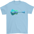 Guitar Reflection Guitarist Bass Acoustic Mens T-Shirt Cotton Gildan Light Blue