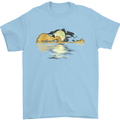 Guitar Reflection Guitarist Bass Acoustic Mens T-Shirt Cotton Gildan Light Blue