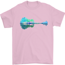 Guitar Reflection Guitarist Bass Acoustic Mens T-Shirt Cotton Gildan Light Pink