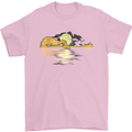 Guitar Reflection Guitarist Bass Acoustic Mens T-Shirt Cotton Gildan Light Pink