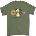 Guitar Reflection Guitarist Bass Acoustic Mens T-Shirt Cotton Gildan Military Green