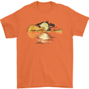 Guitar Reflection Guitarist Bass Acoustic Mens T-Shirt Cotton Gildan Orange