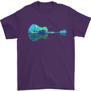 Guitar Reflection Guitarist Bass Acoustic Mens T-Shirt Cotton Gildan Purple