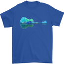 Guitar Reflection Guitarist Bass Acoustic Mens T-Shirt Cotton Gildan Royal Blue