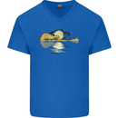 Guitar Reflection Guitarist Bass Acoustic Mens V-Neck Cotton T-Shirt Royal Blue