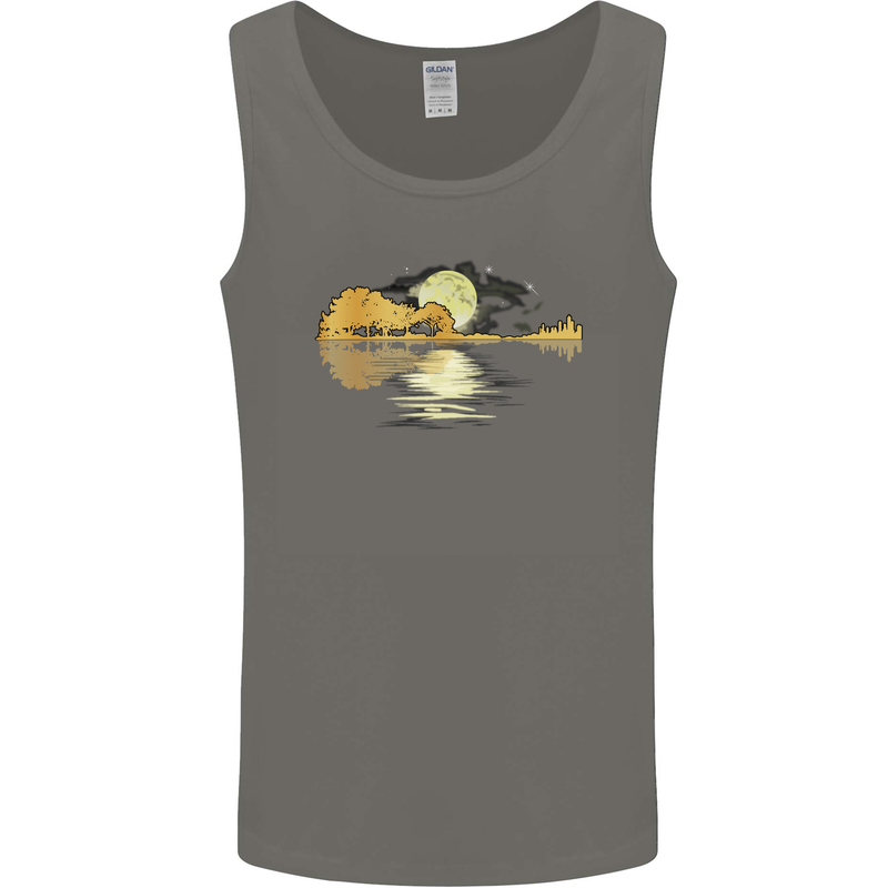 Guitar Reflection Guitarist Bass Acoustic Mens Vest Tank Top Charcoal