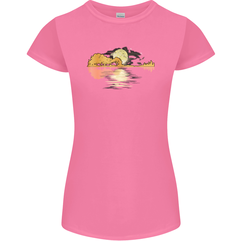 Guitar Reflection Guitarist Bass Acoustic Womens Petite Cut T-Shirt Azalea