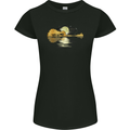 Guitar Reflection Guitarist Bass Acoustic Womens Petite Cut T-Shirt Black