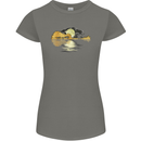 Guitar Reflection Guitarist Bass Acoustic Womens Petite Cut T-Shirt Charcoal