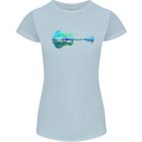 Guitar Reflection Guitarist Bass Acoustic Womens Petite Cut T-Shirt Light Blue
