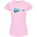 Guitar Reflection Guitarist Bass Acoustic Womens Petite Cut T-Shirt Light Pink