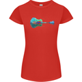 Guitar Reflection Guitarist Bass Acoustic Womens Petite Cut T-Shirt Red
