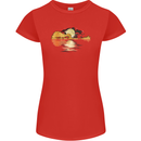 Guitar Reflection Guitarist Bass Acoustic Womens Petite Cut T-Shirt Red