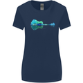Guitar Reflection Guitarist Bass Acoustic Womens Wider Cut T-Shirt Navy Blue