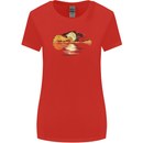 Guitar Reflection Guitarist Bass Acoustic Womens Wider Cut T-Shirt Red