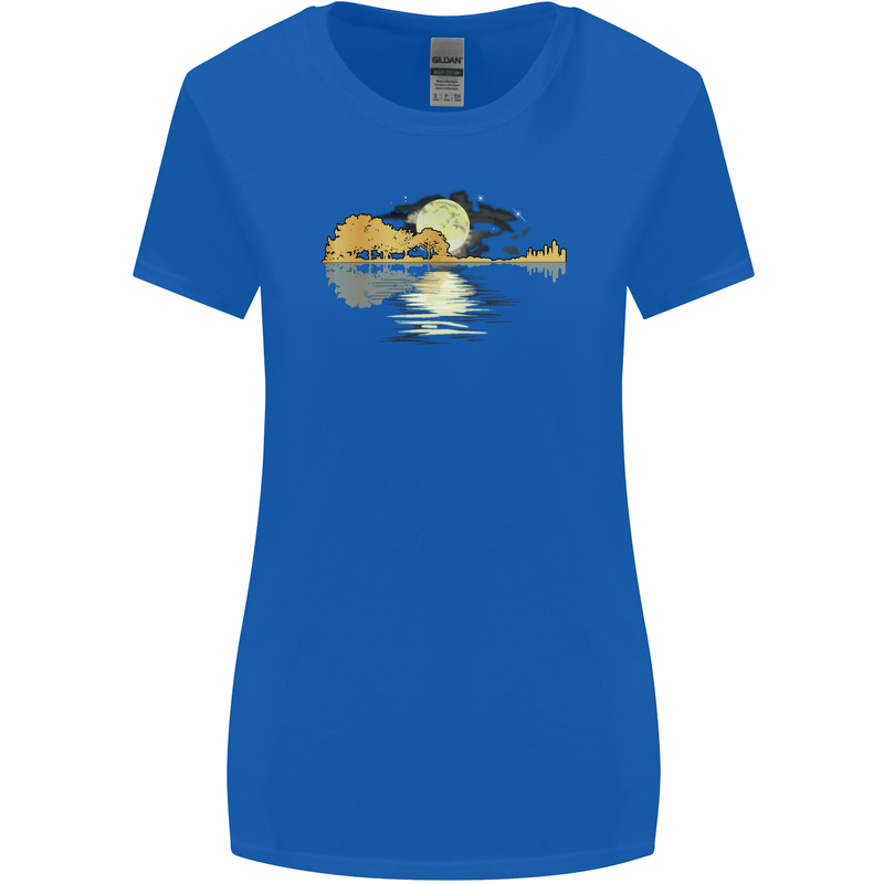 Guitar Reflection Guitarist Bass Acoustic Womens Wider Cut T-Shirt Royal Blue