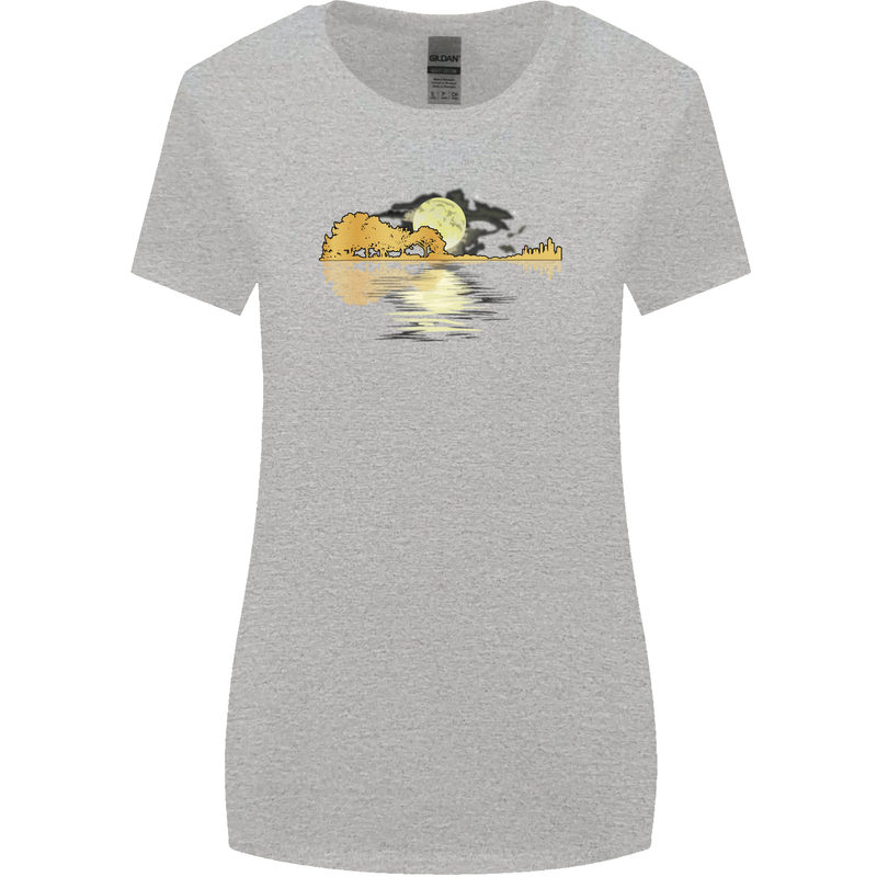 Guitar Reflection Guitarist Bass Acoustic Womens Wider Cut T-Shirt Sports Grey