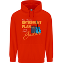 Guitar Retirement Plan Guitarist Acoustic Mens 80% Cotton Hoodie Bright Red