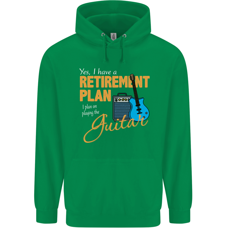 Guitar Retirement Plan Guitarist Acoustic Mens 80% Cotton Hoodie Irish Green
