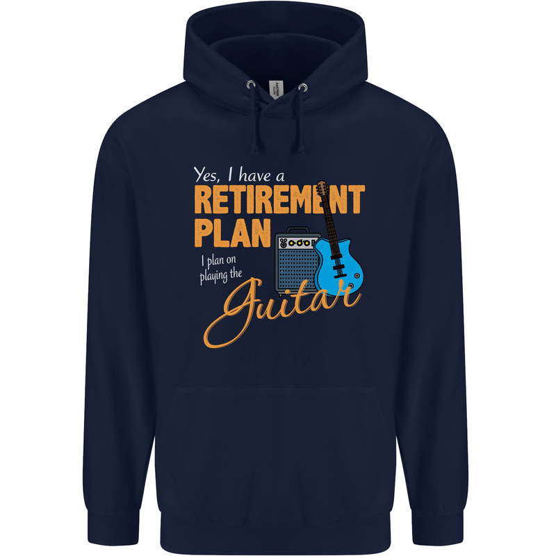 Guitar Retirement Plan Guitarist Acoustic Mens 80% Cotton Hoodie Navy Blue