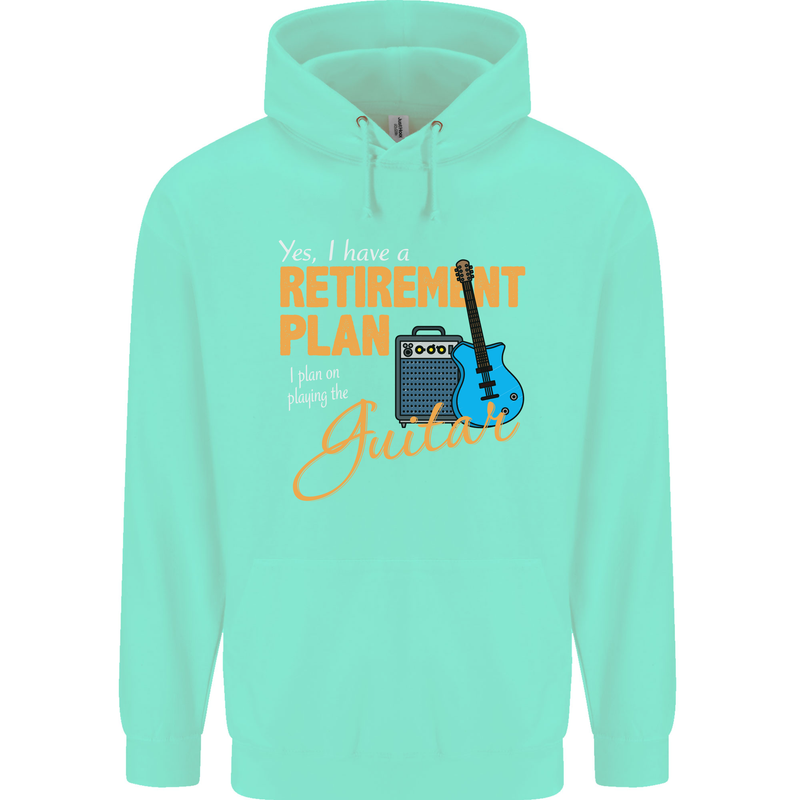 Guitar Retirement Plan Guitarist Acoustic Mens 80% Cotton Hoodie Peppermint