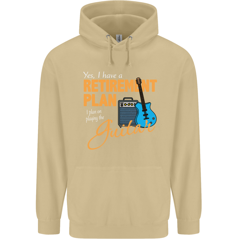 Guitar Retirement Plan Guitarist Acoustic Mens 80% Cotton Hoodie Sand