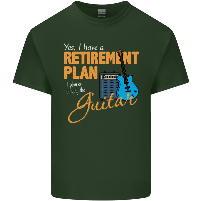 Guitar Retirement Plan Guitarist Acoustic Mens Cotton T-Shirt Tee Top Forest Green