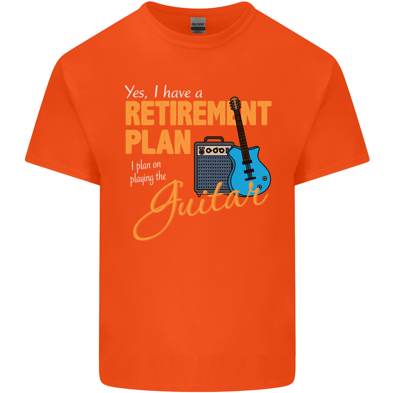 Guitar Retirement Plan Guitarist Acoustic Mens Cotton T-Shirt Tee Top Orange