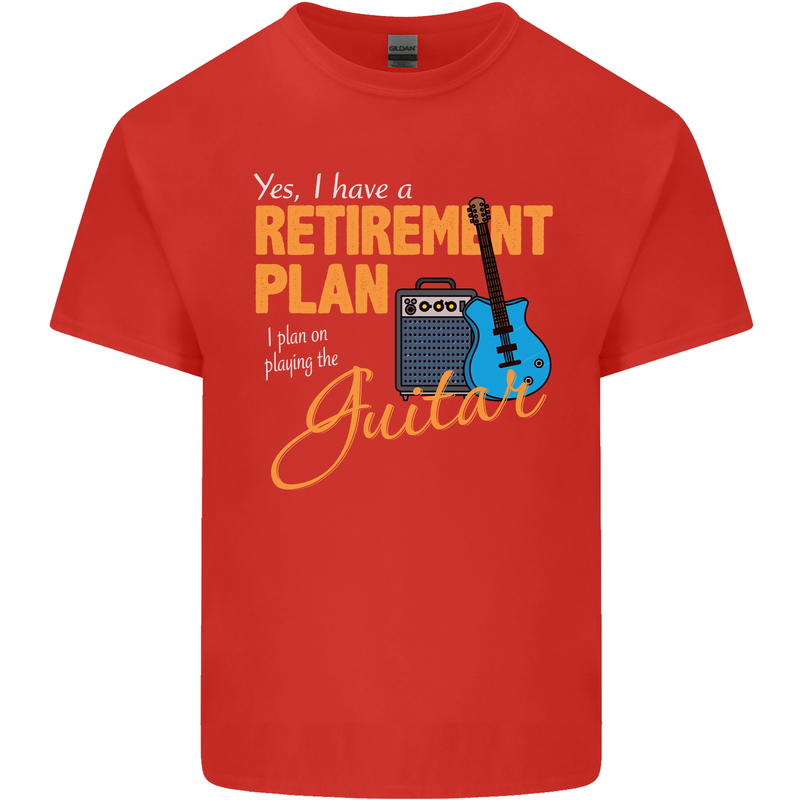 Guitar Retirement Plan Guitarist Acoustic Mens Cotton T-Shirt Tee Top Red