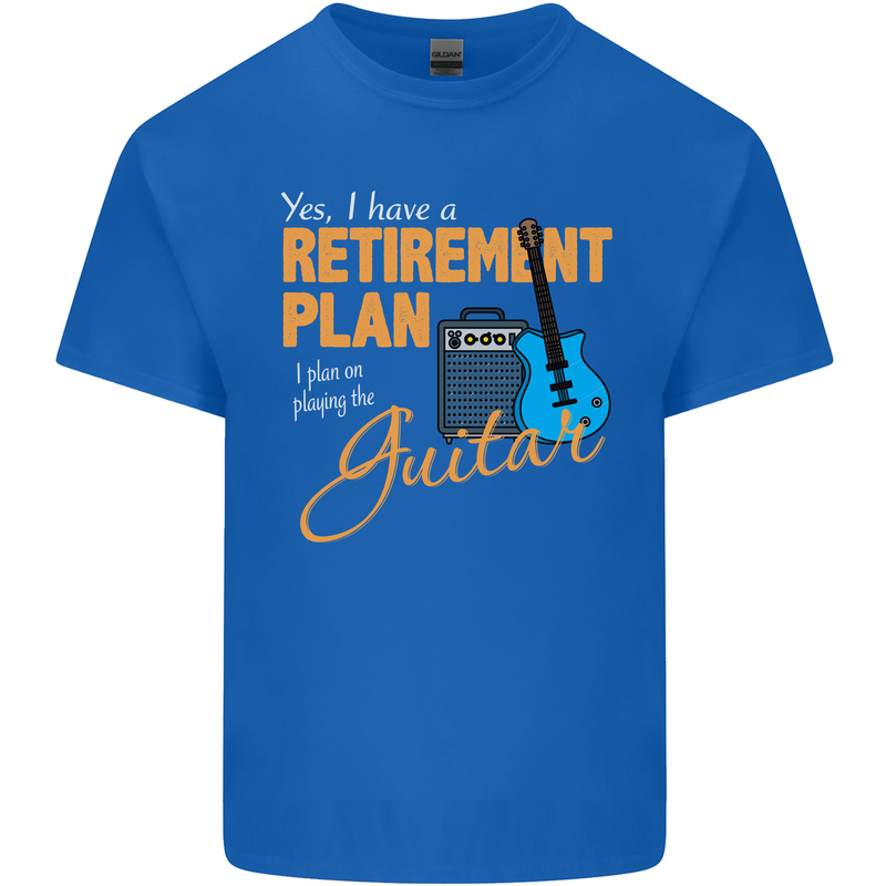 Guitar Retirement Plan Guitarist Acoustic Mens Cotton T-Shirt Tee Top Royal Blue