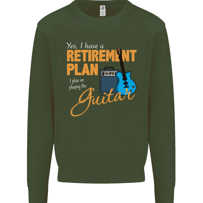 Guitar Retirement Plan Guitarist Acoustic Mens Sweatshirt Jumper Forest Green