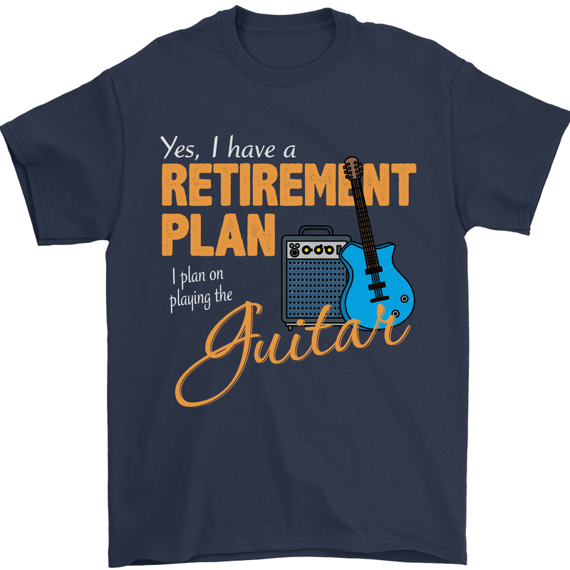 Guitar Retirement Plan Guitarist Acoustic Mens T-Shirt Cotton Gildan Navy Blue