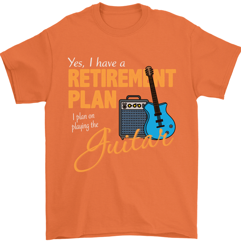 Guitar Retirement Plan Guitarist Acoustic Mens T-Shirt Cotton Gildan Orange