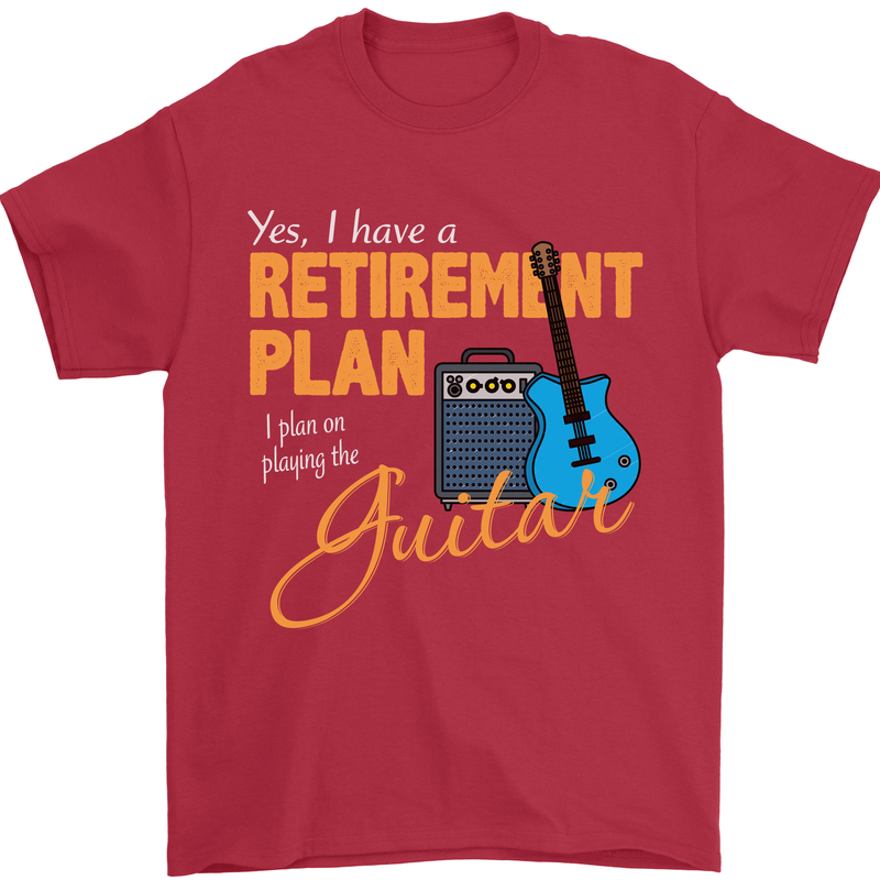 Guitar Retirement Plan Guitarist Acoustic Mens T-Shirt Cotton Gildan Red