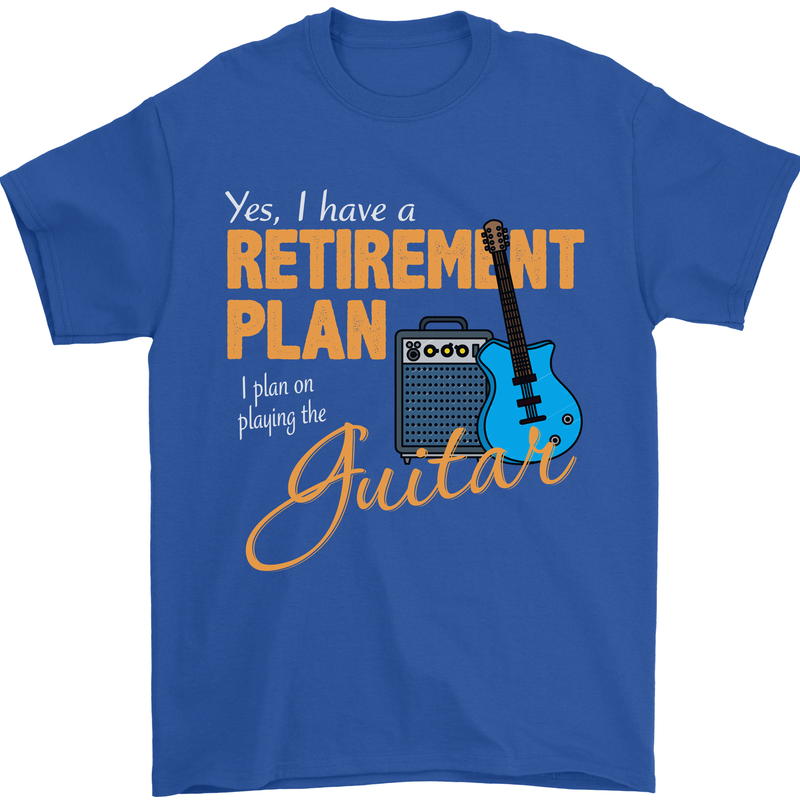Guitar Retirement Plan Guitarist Acoustic Mens T-Shirt Cotton Gildan Royal Blue