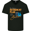 Guitar Retirement Plan Guitarist Acoustic Mens V-Neck Cotton T-Shirt Black