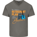 Guitar Retirement Plan Guitarist Acoustic Mens V-Neck Cotton T-Shirt Charcoal