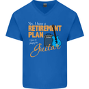 Guitar Retirement Plan Guitarist Acoustic Mens V-Neck Cotton T-Shirt Royal Blue