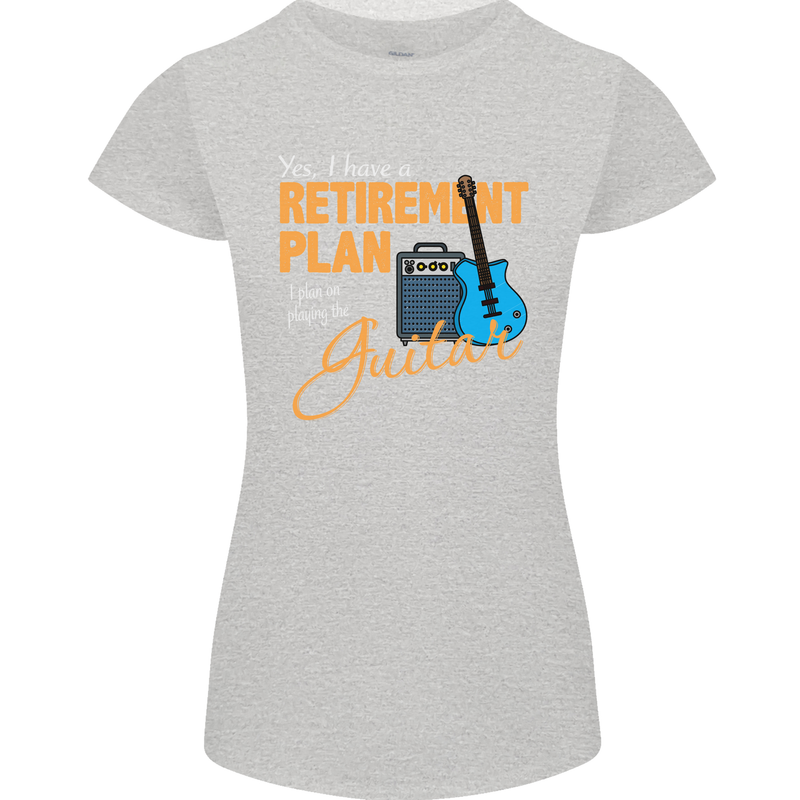 Guitar Retirement Plan Guitarist Acoustic Womens Petite Cut T-Shirt Sports Grey