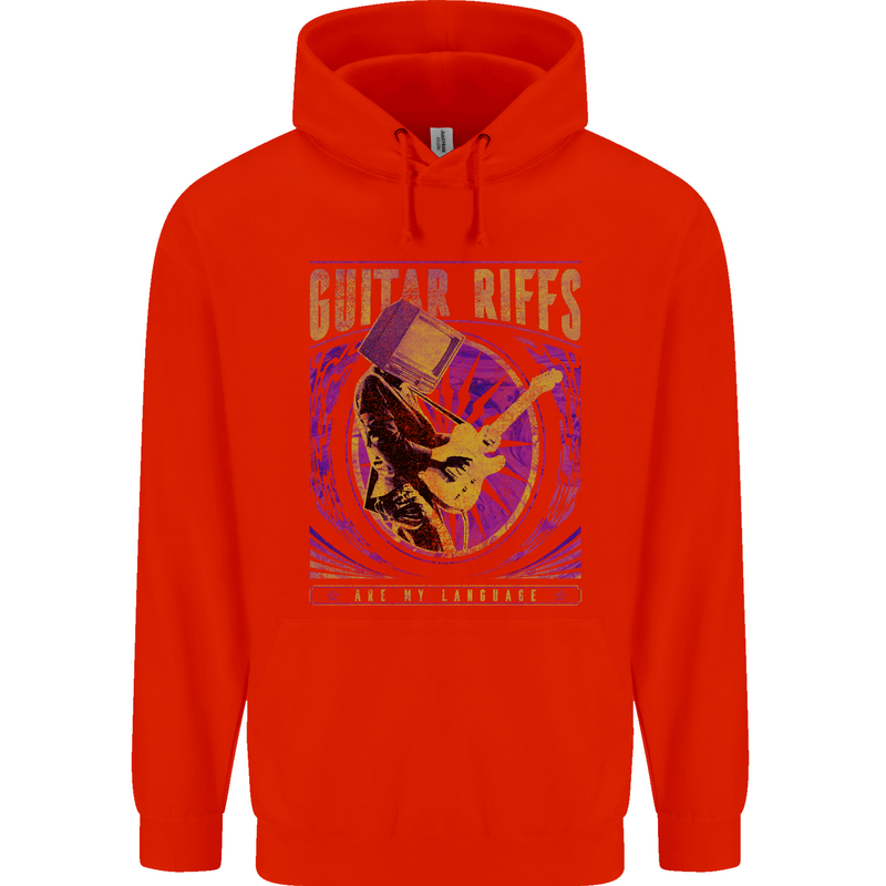 Guitar Riffs Are My Language Guitarist Childrens Kids Hoodie Bright Red