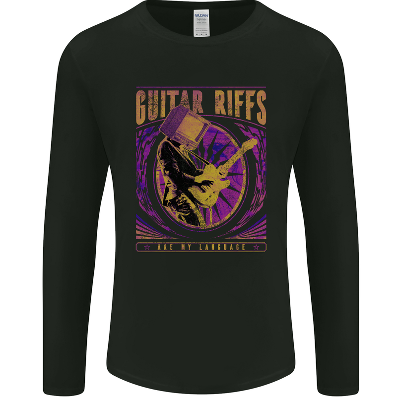 Guitar Riffs Are My Language Guitarist Mens Long Sleeve T-Shirt Black