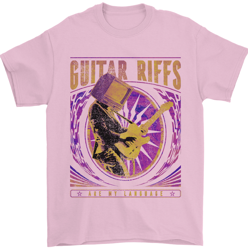 Guitar Riffs Are My Language Guitarist Mens T-Shirt Cotton Gildan Light Pink