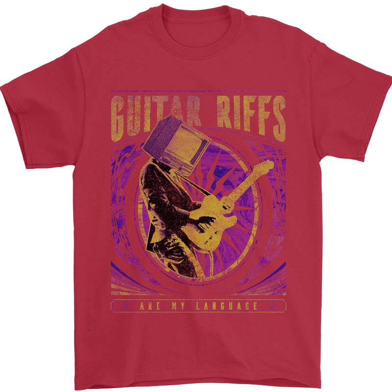 Guitar Riffs Are My Language Guitarist Mens T-Shirt Cotton Gildan Red