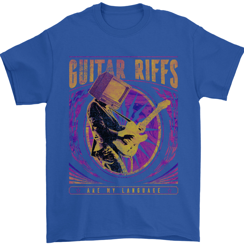 Guitar Riffs Are My Language Guitarist Mens T-Shirt Cotton Gildan Royal Blue