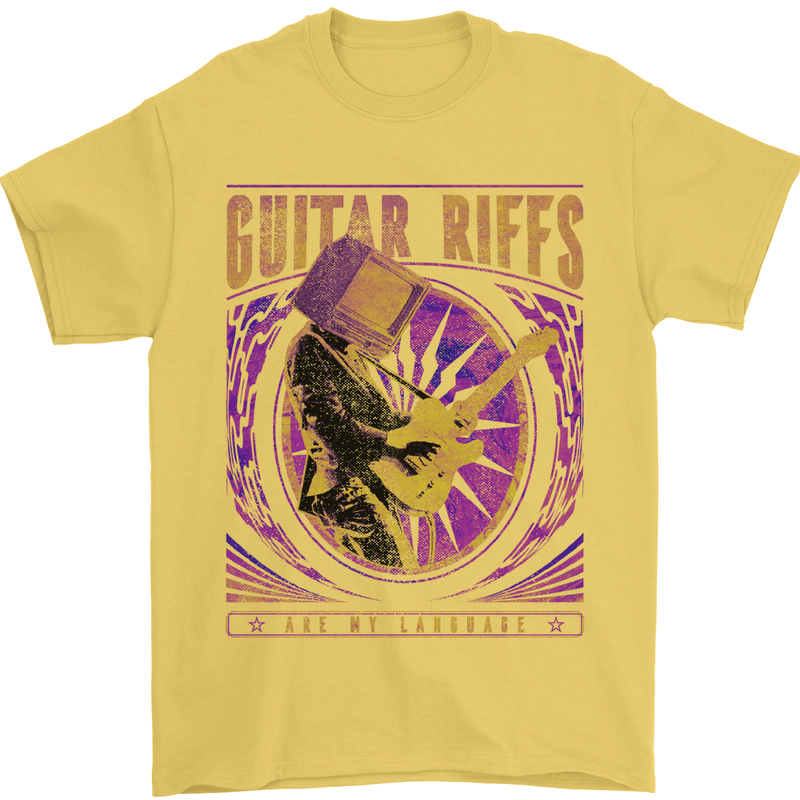 Guitar Riffs Are My Language Guitarist Mens T-Shirt Cotton Gildan Yellow