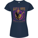 Guitar Riffs Are My Language Guitarist Womens Petite Cut T-Shirt Navy Blue