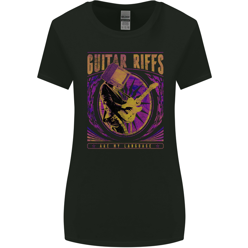 Guitar Riffs Are My Language Guitarist Womens Wider Cut T-Shirt Black