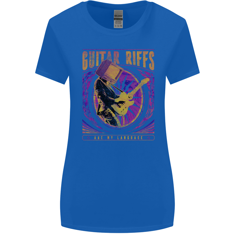 Guitar Riffs Are My Language Guitarist Womens Wider Cut T-Shirt Royal Blue