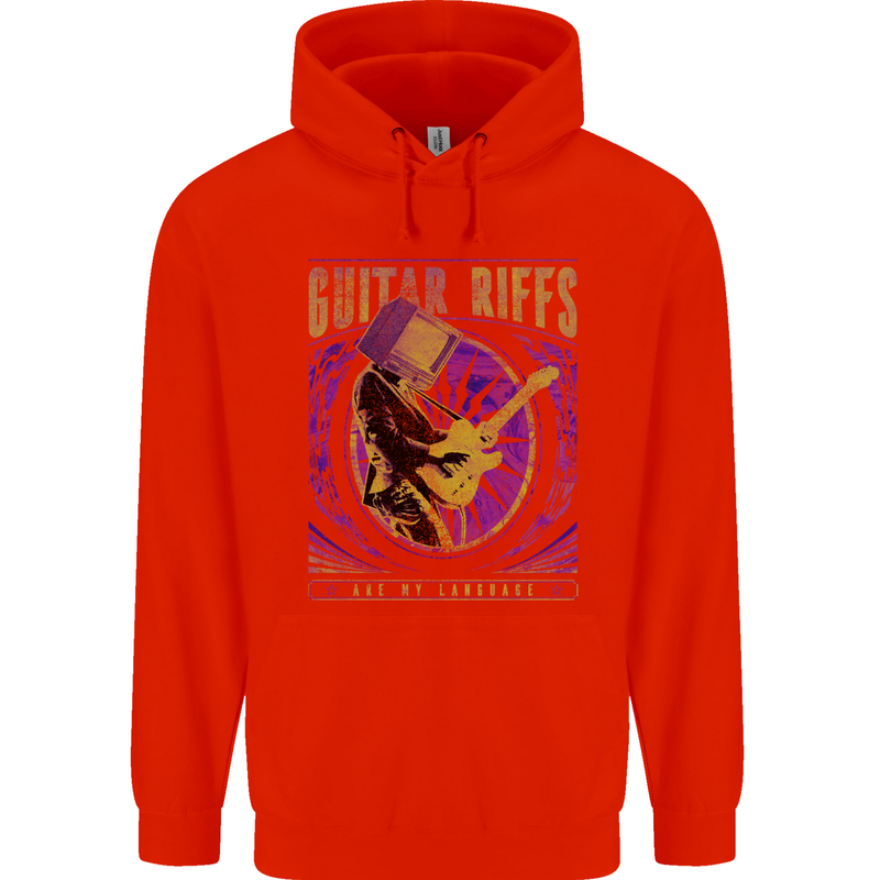 Guitar Riffs are My Language Childrens Kids Hoodie Bright Red